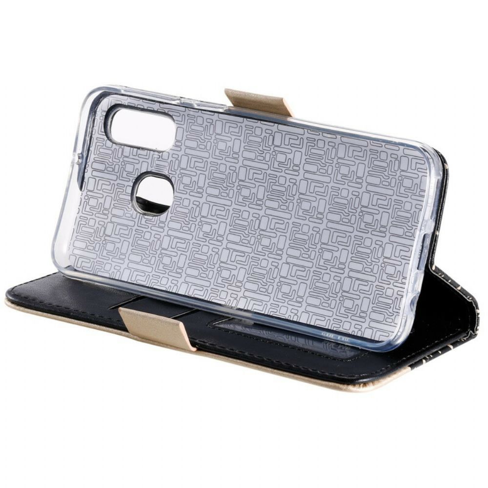 Leren Hoesje voor Samsung Galaxy A20e Met Ketting Kanten Portemonnee Met Bandjes