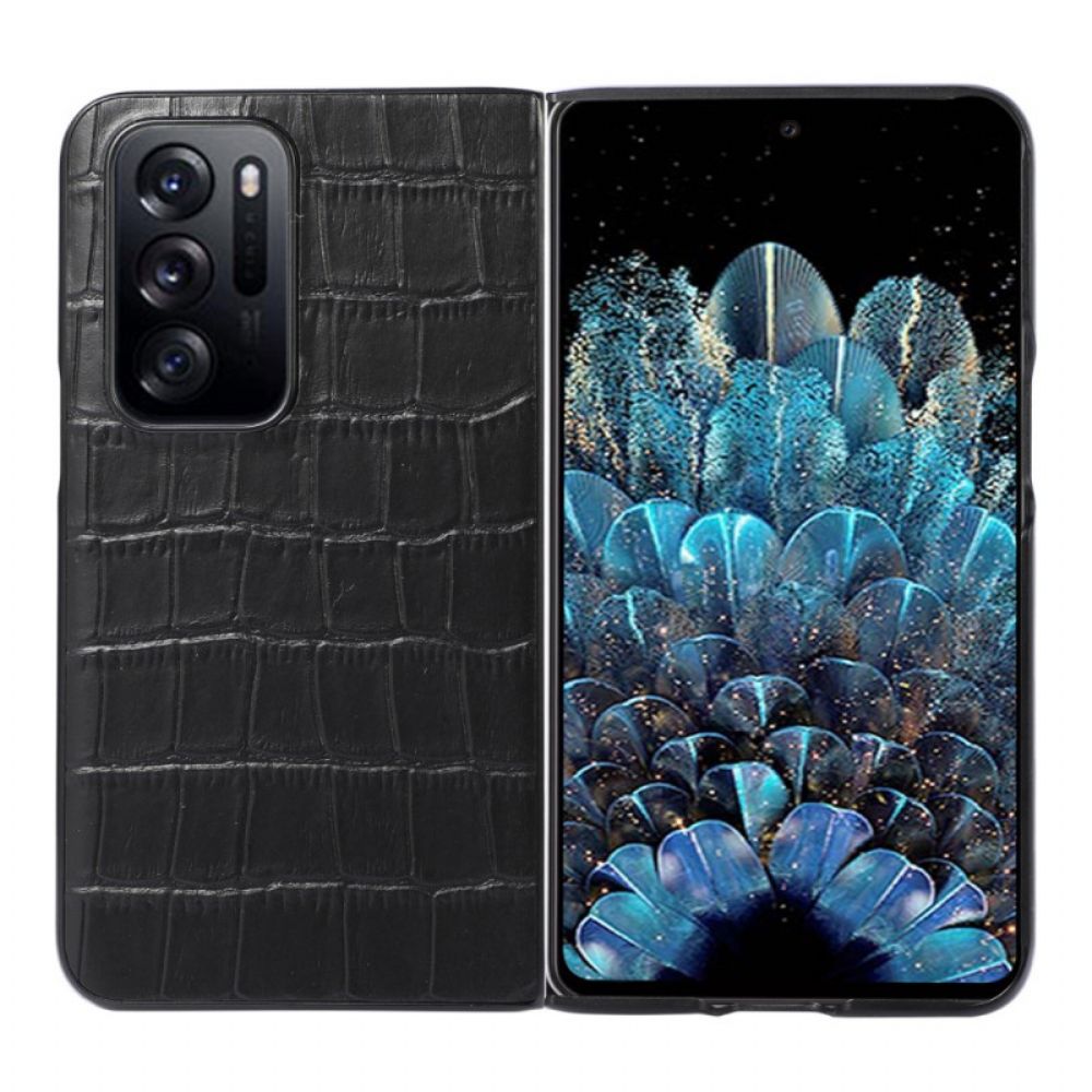 Hoesje voor Oppo Find N Echt Leer Met Krokodillendesign