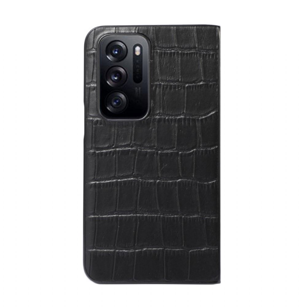 Hoesje voor Oppo Find N Echt Leer Met Krokodillendesign