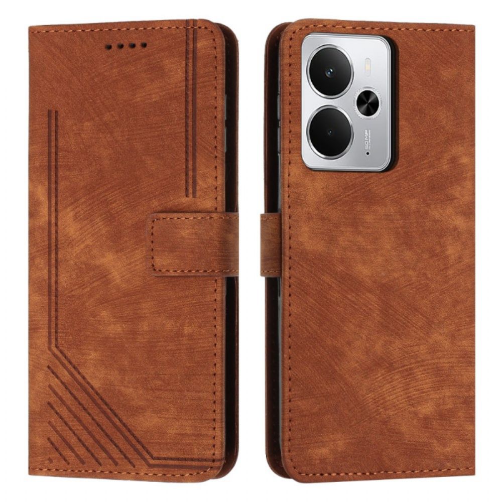 Leren Hoesje Realme 14t 5g Lijnen Bescherming Hoesje