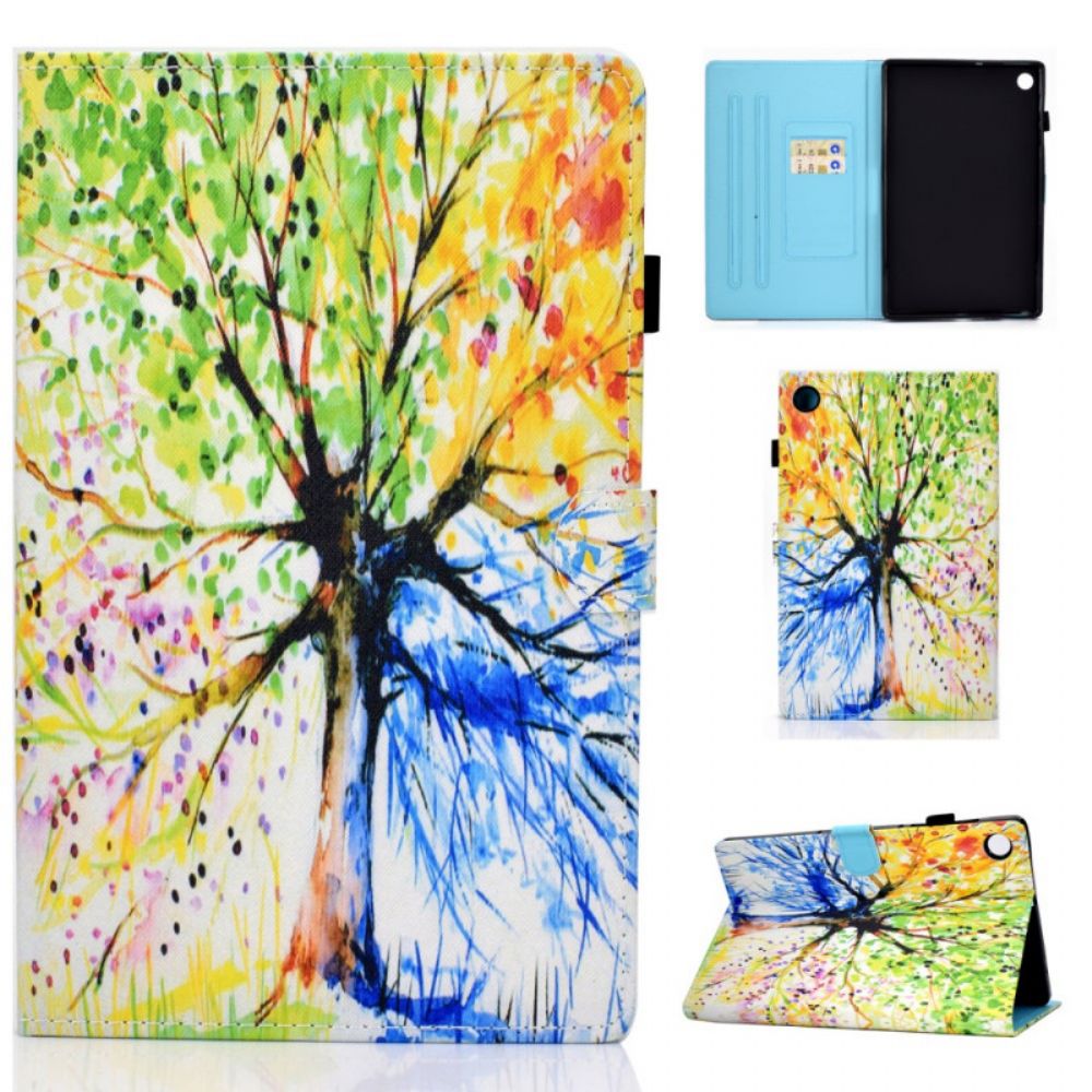 Leren Hoesje voor Samsung Galaxy Tab A8 Aquarel Boom