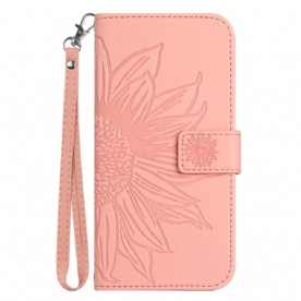 Bescherming Hoesje Xiaomi Redmi Note 14 5g Zonnebloemprint Met Bandje