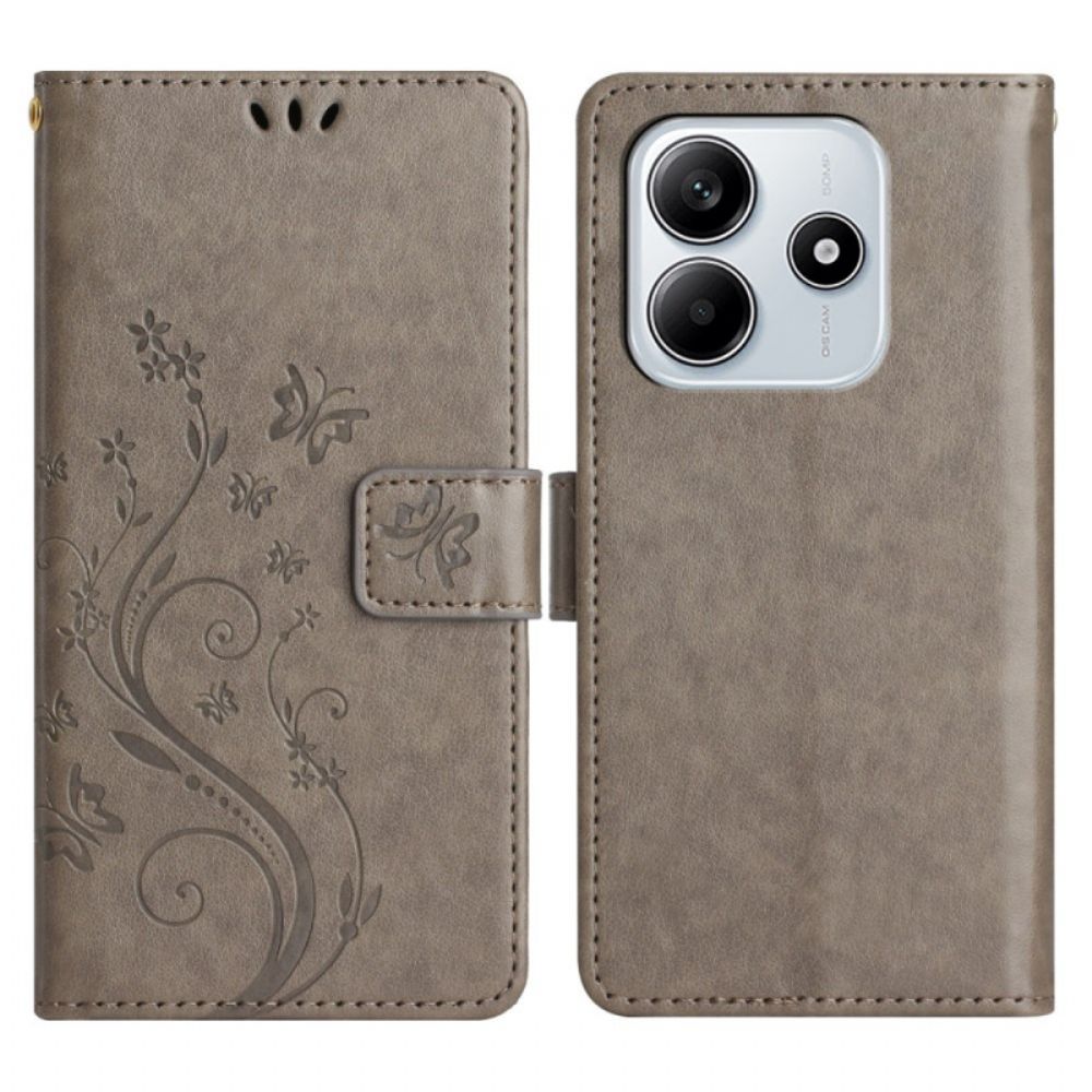 Flip Case Leren Xiaomi Redmi Note 14 5g Bloemen En Vlinders