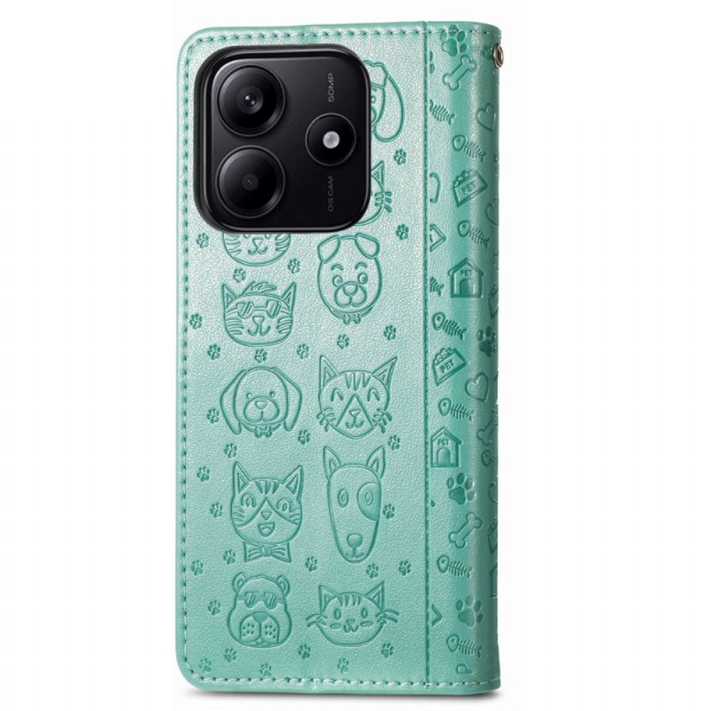 Flip Case Leren Xiaomi Redmi Note 14 5g Geanimeerde Dieren
