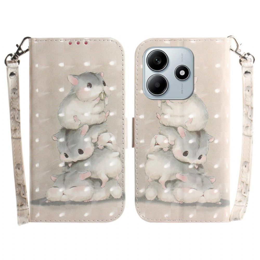 Flip Case Leren Xiaomi Redmi Note 14 5g Hamsters Met Sleutelkoord