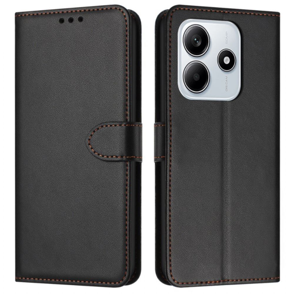 Flip Case Leren Xiaomi Redmi Note 14 5g Klassiek Kunstleer Met Bandje