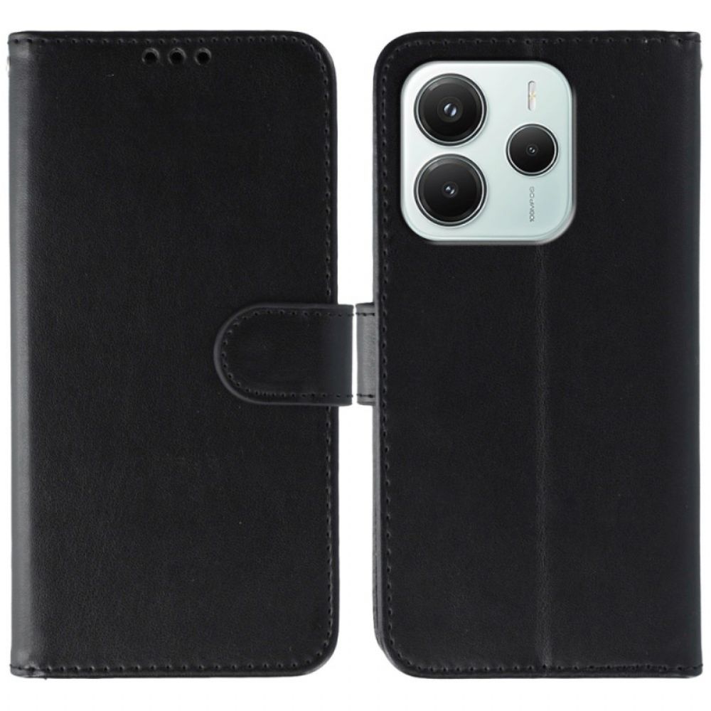 Flip Case Leren Xiaomi Redmi Note 14 5g Monochroom Lederlook Bandje