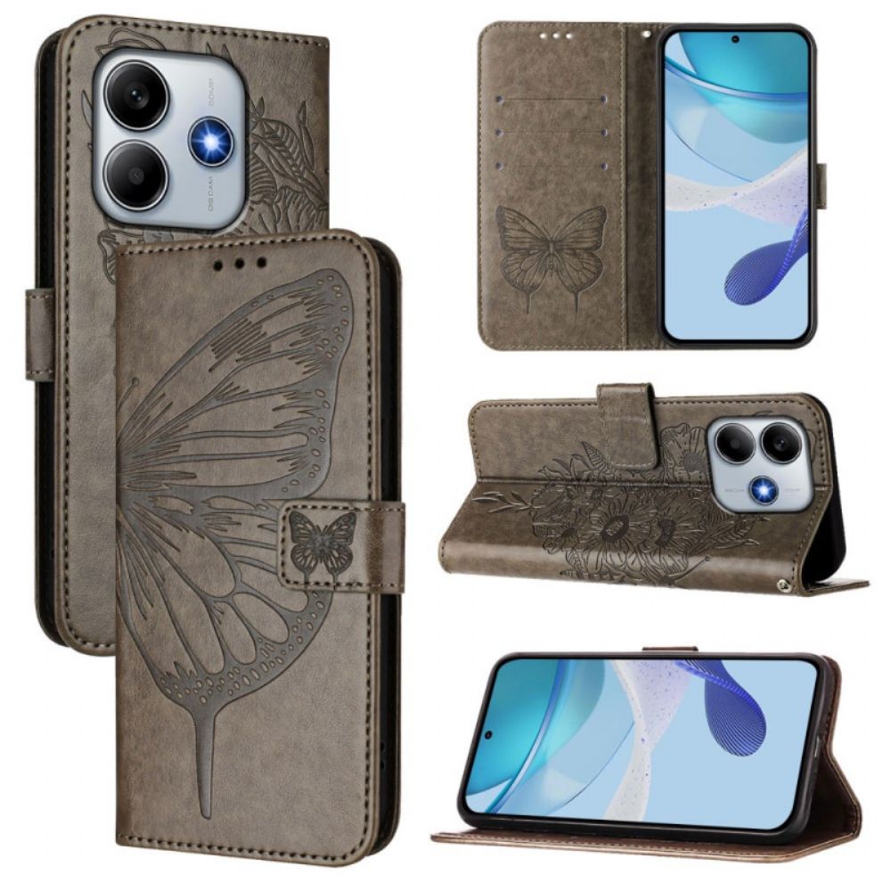 Flip Case Leren Xiaomi Redmi Note 14 5g Vlinderdesign Met Bandje