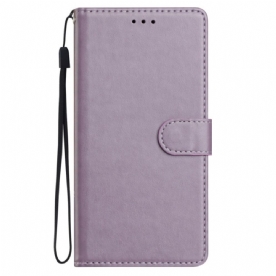 Folio-hoesje Xiaomi Redmi Note 14 5g Telefoonhoesje Effen Leerlook Met Bandje