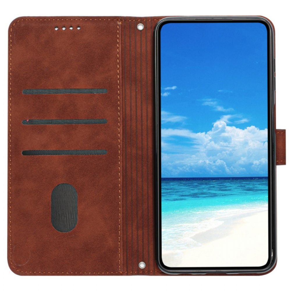 Folio-hoesje Xiaomi Redmi Note 14 5g Telefoonhoesje Suède-effect Met Glimlachmotief