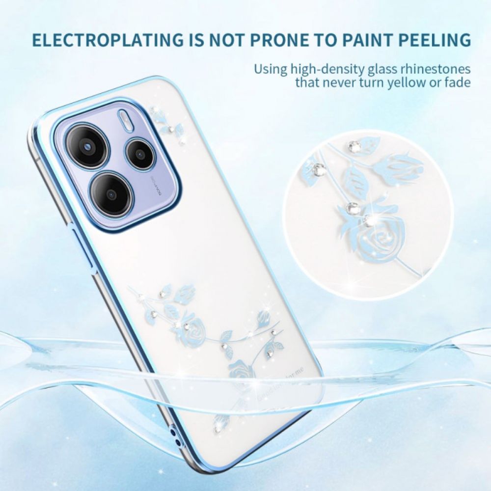 Hoesje Voor Xiaomi Redmi Note 14 5g Kadem Bloemen En Strass-steentjes