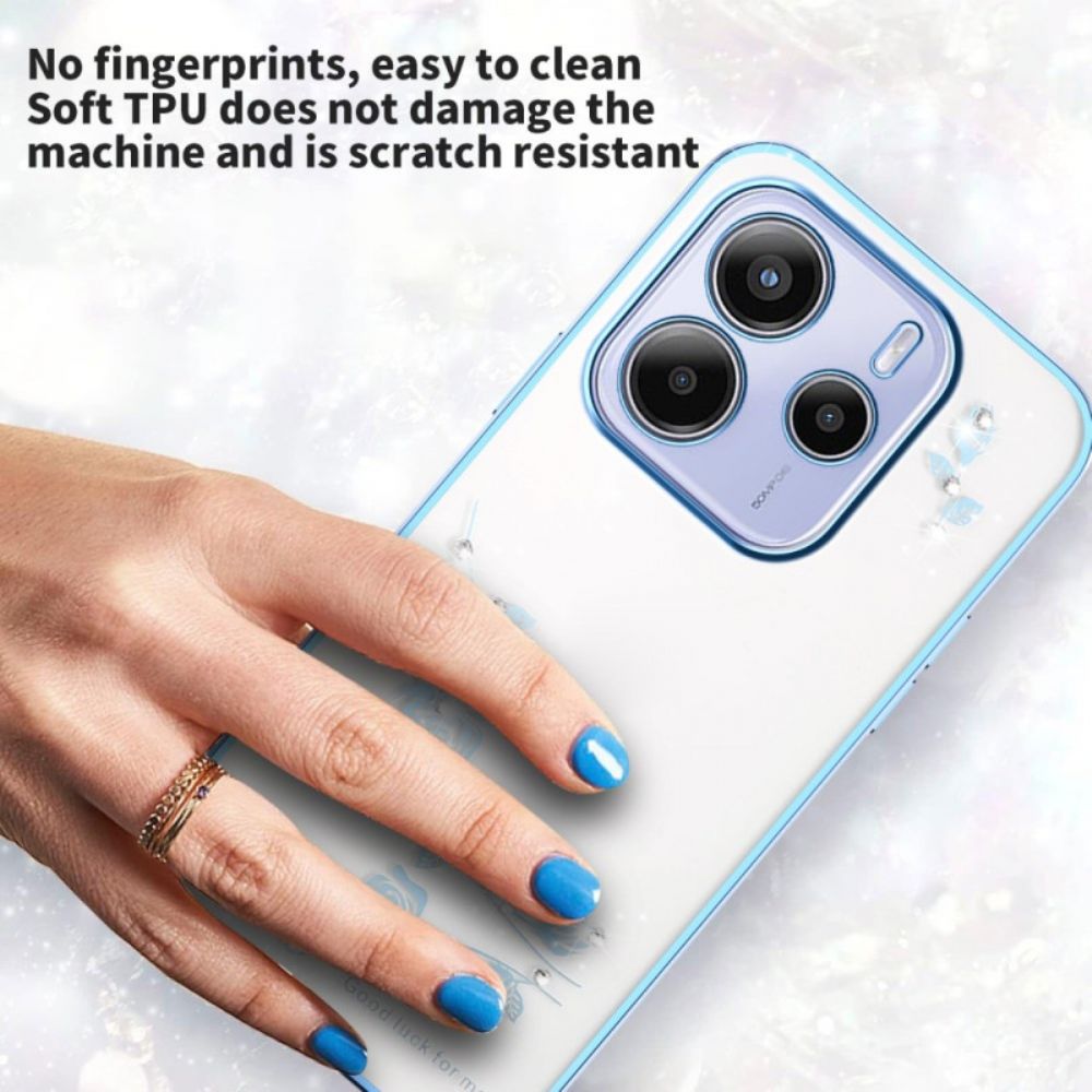 Hoesje Voor Xiaomi Redmi Note 14 5g Kadem Bloemen En Strass-steentjes