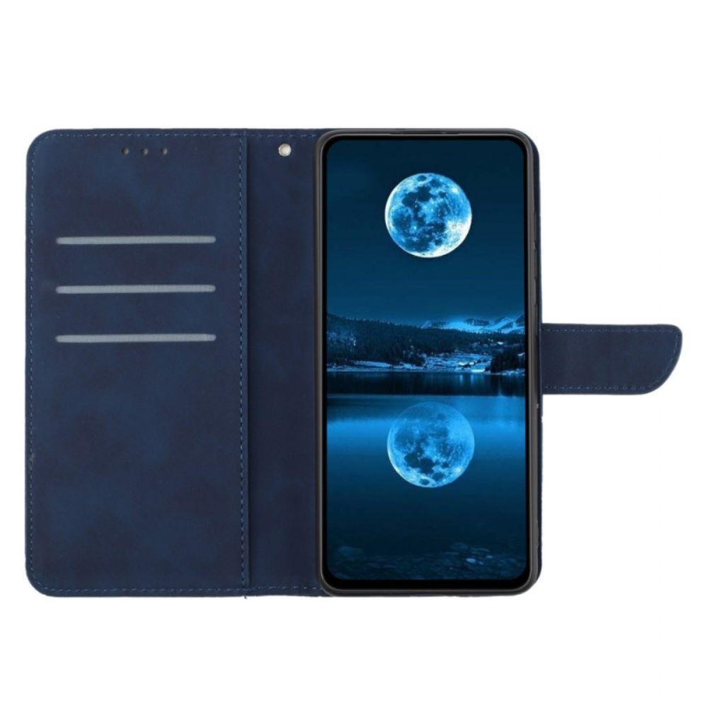 Leren Hoesje Voor Xiaomi Redmi Note 14 5g Bandjes Met Lijnen En Trekkoordjes