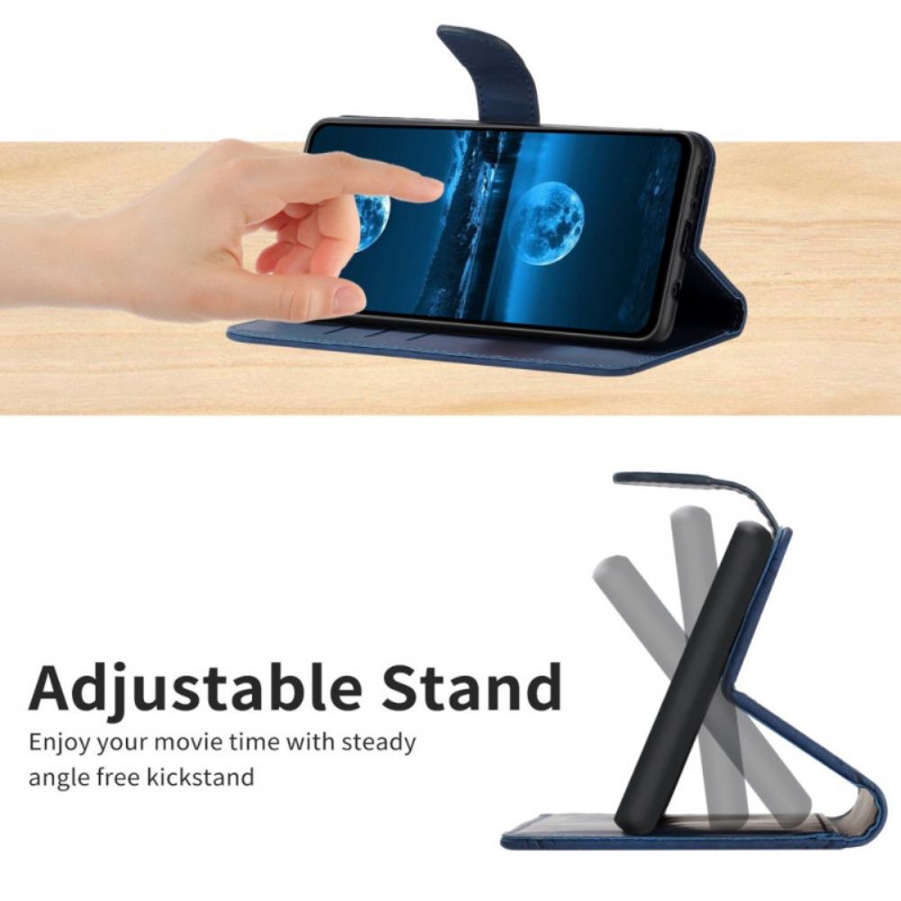 Leren Hoesje Voor Xiaomi Redmi Note 14 5g Bandjes Met Lijnen En Trekkoordjes