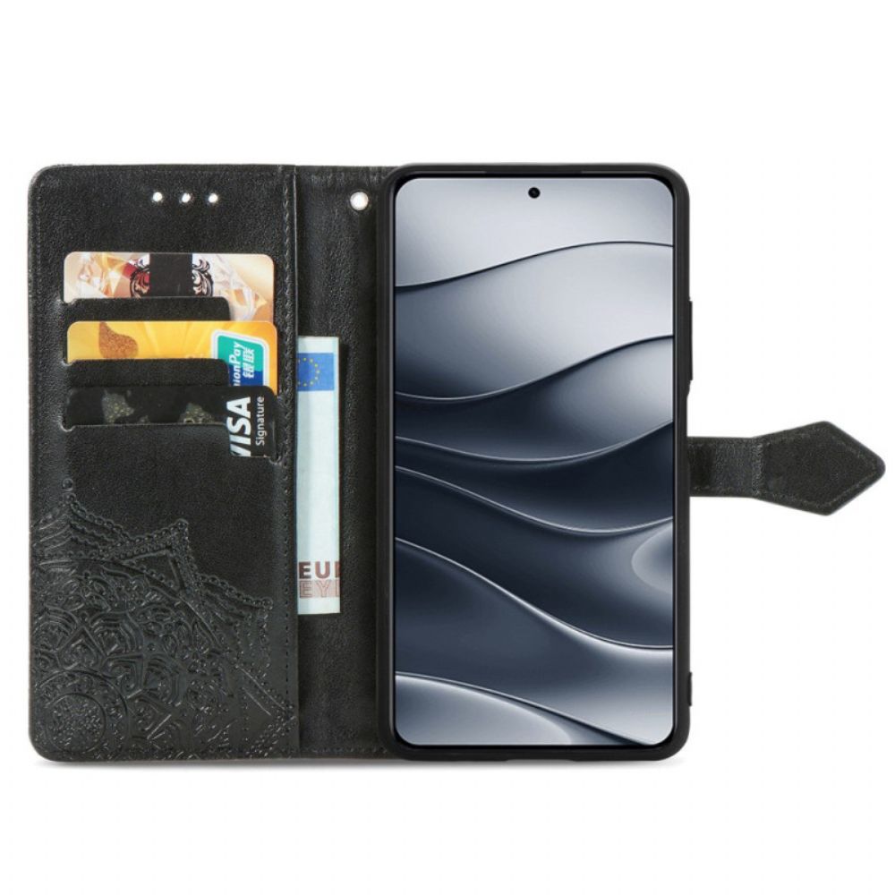 Leren Hoesje Xiaomi Redmi Note 14 5g Barokmandala Bescherming Hoesje