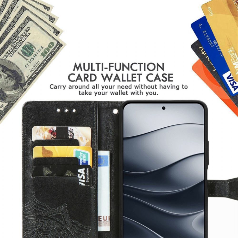 Leren Hoesje Xiaomi Redmi Note 14 5g Barokmandala Bescherming Hoesje