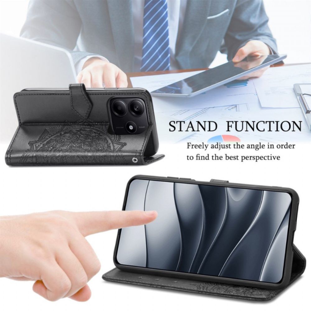 Leren Hoesje Xiaomi Redmi Note 14 5g Barokmandala Bescherming Hoesje