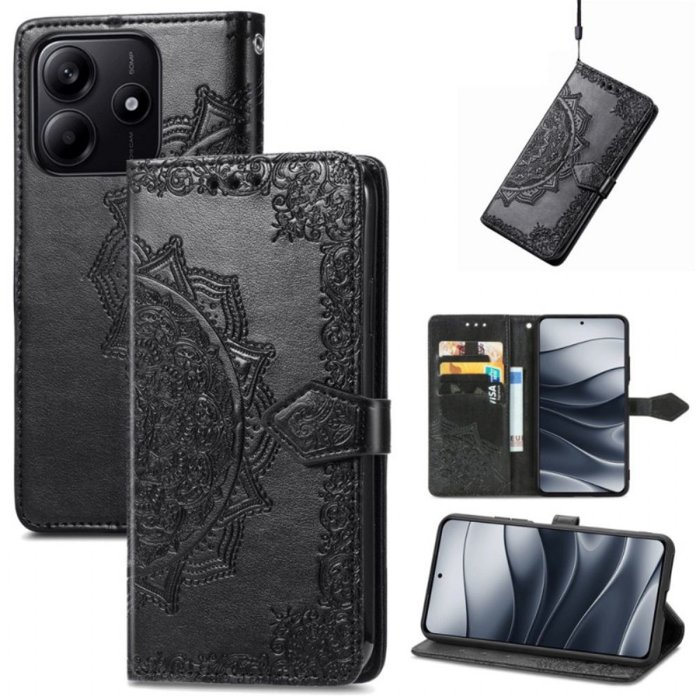 Leren Hoesje Xiaomi Redmi Note 14 5g Barokmandala Bescherming Hoesje