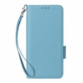 Leren Hoesje Xiaomi Redmi Note 14 5g Lychee Textuur Met Bandje Bescherming Hoesje