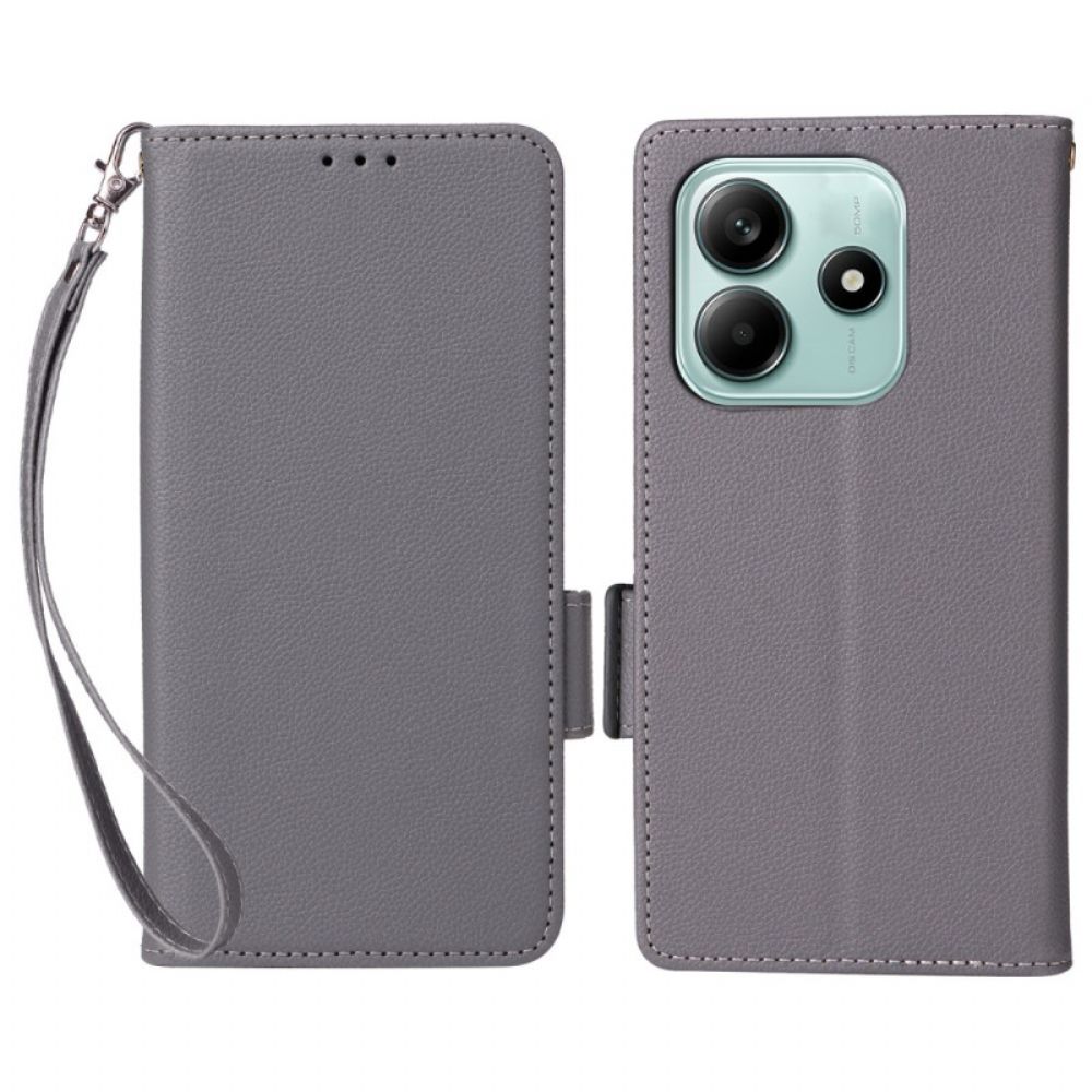 Leren Hoesje Xiaomi Redmi Note 14 5g Lychee Textuur Met Bandje Bescherming Hoesje