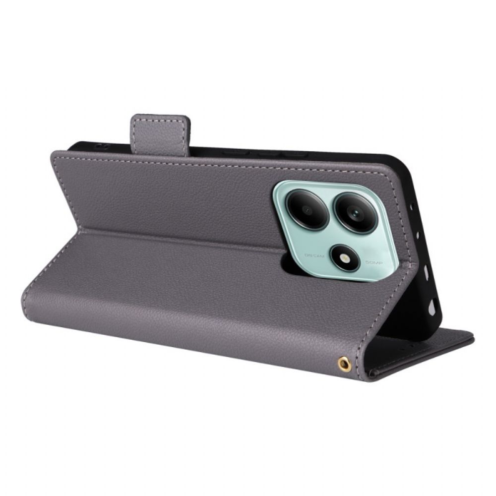 Leren Hoesje Xiaomi Redmi Note 14 5g Lychee Textuur Met Bandje Bescherming Hoesje