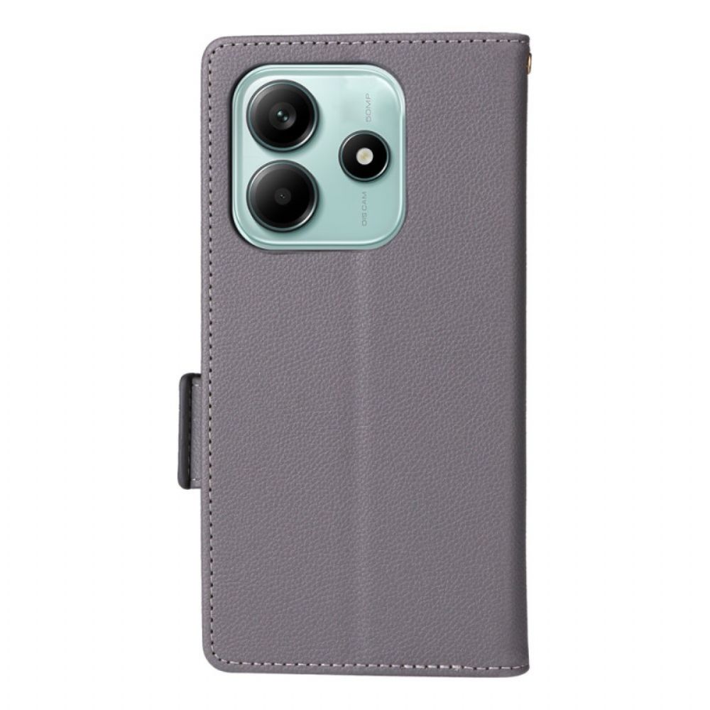 Leren Hoesje Xiaomi Redmi Note 14 5g Lychee Textuur Met Bandje Bescherming Hoesje
