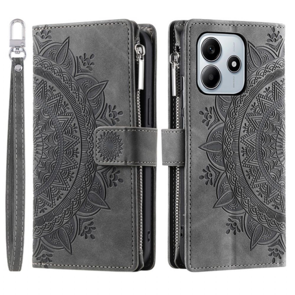 Leren Hoesje Xiaomi Redmi Note 14 5g Mandala Sun Suède-effect Bescherming Hoesje
