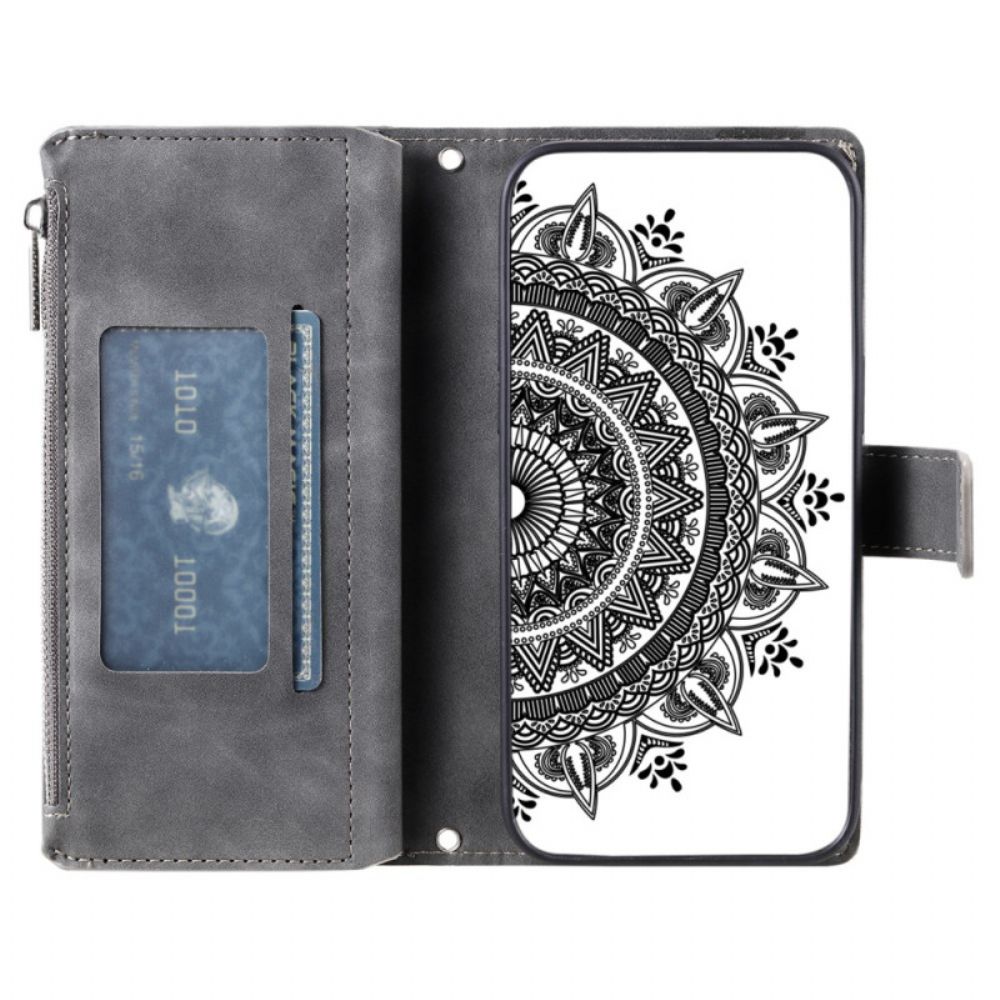Leren Hoesje Xiaomi Redmi Note 14 5g Mandala Sun Suède-effect Bescherming Hoesje