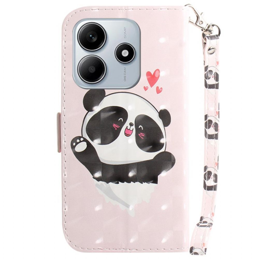 Leren Hoesje Xiaomi Redmi Note 14 5g Panda Love Met Sleutelkoord Bescherming Hoesje