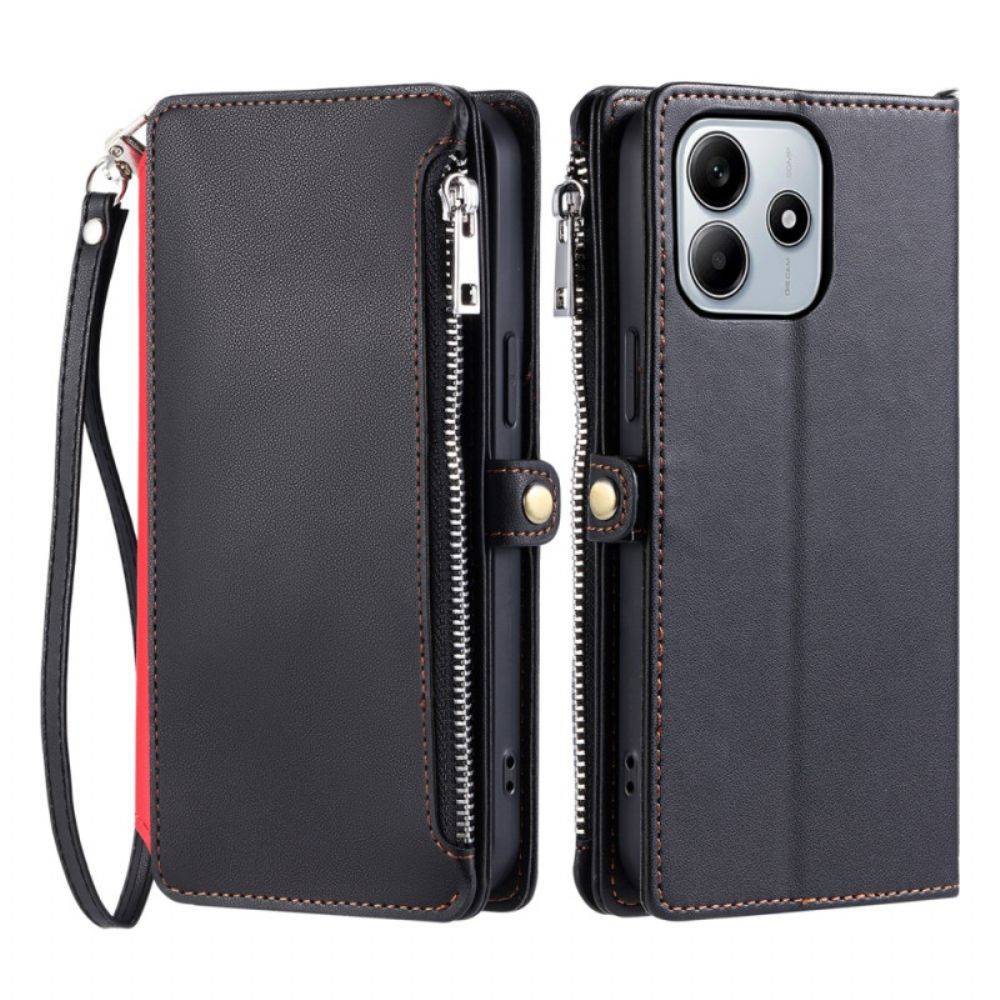 Leren Hoesje Xiaomi Redmi Note 14 5g Portemonnee Met Verstelbare Riem Bescherming Hoesje