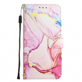 Folio-hoesje voor OnePlus Nord 2T 5G Met Ketting Marmeren Band
