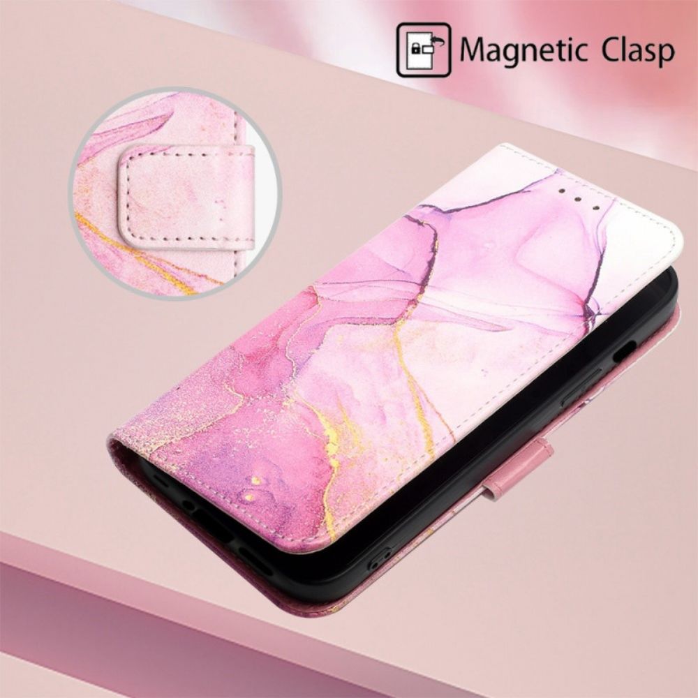 Folio-hoesje voor OnePlus Nord 2T 5G Met Ketting Marmeren Band