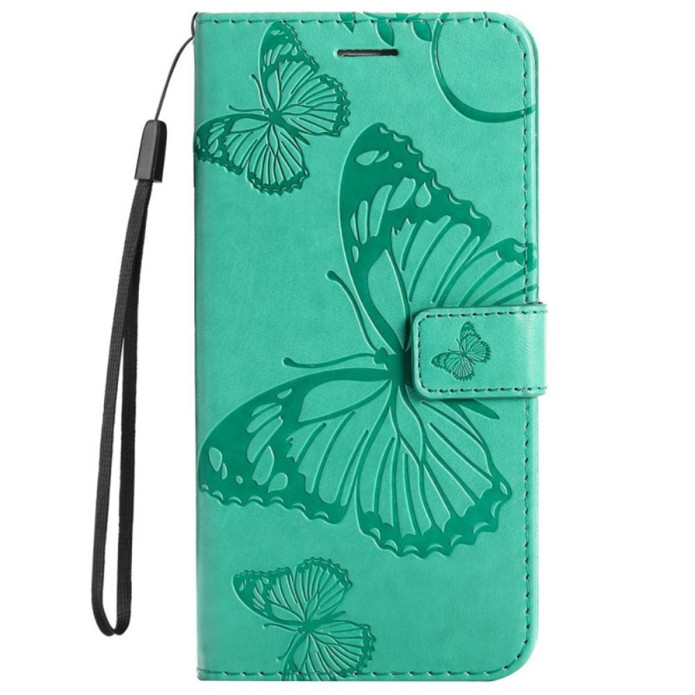 Folio-hoesje voor OnePlus Nord 2T 5G Met Ketting Vlinders Met Lanyard-kaarthouder