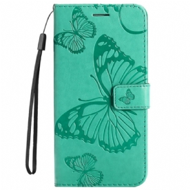 Folio-hoesje voor OnePlus Nord 2T 5G Met Ketting Vlinders Met Lanyard-kaarthouder