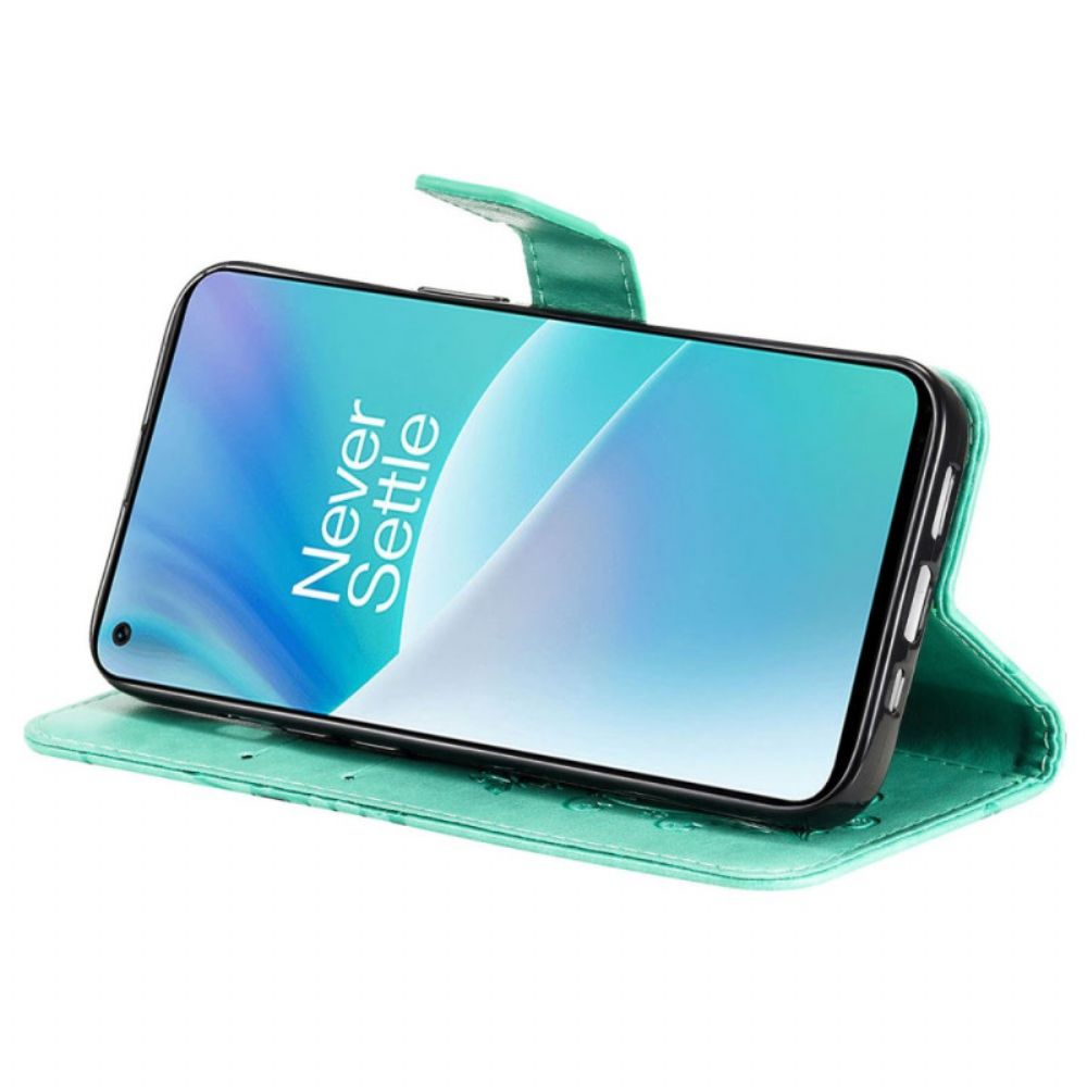 Folio-hoesje voor OnePlus Nord 2T 5G Met Ketting Vlinders Met Lanyard-kaarthouder