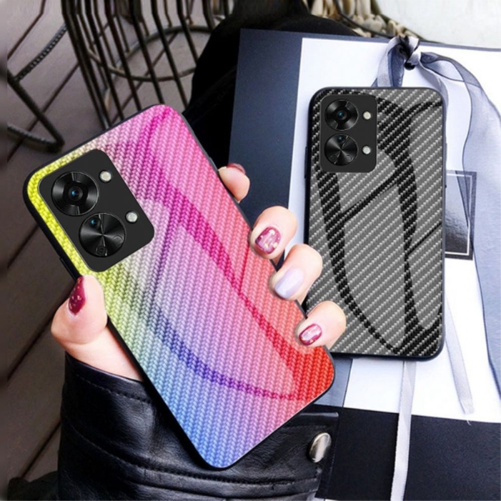 Hoesje voor OnePlus Nord 2T 5G Gehard Glas Van Koolstofvezel