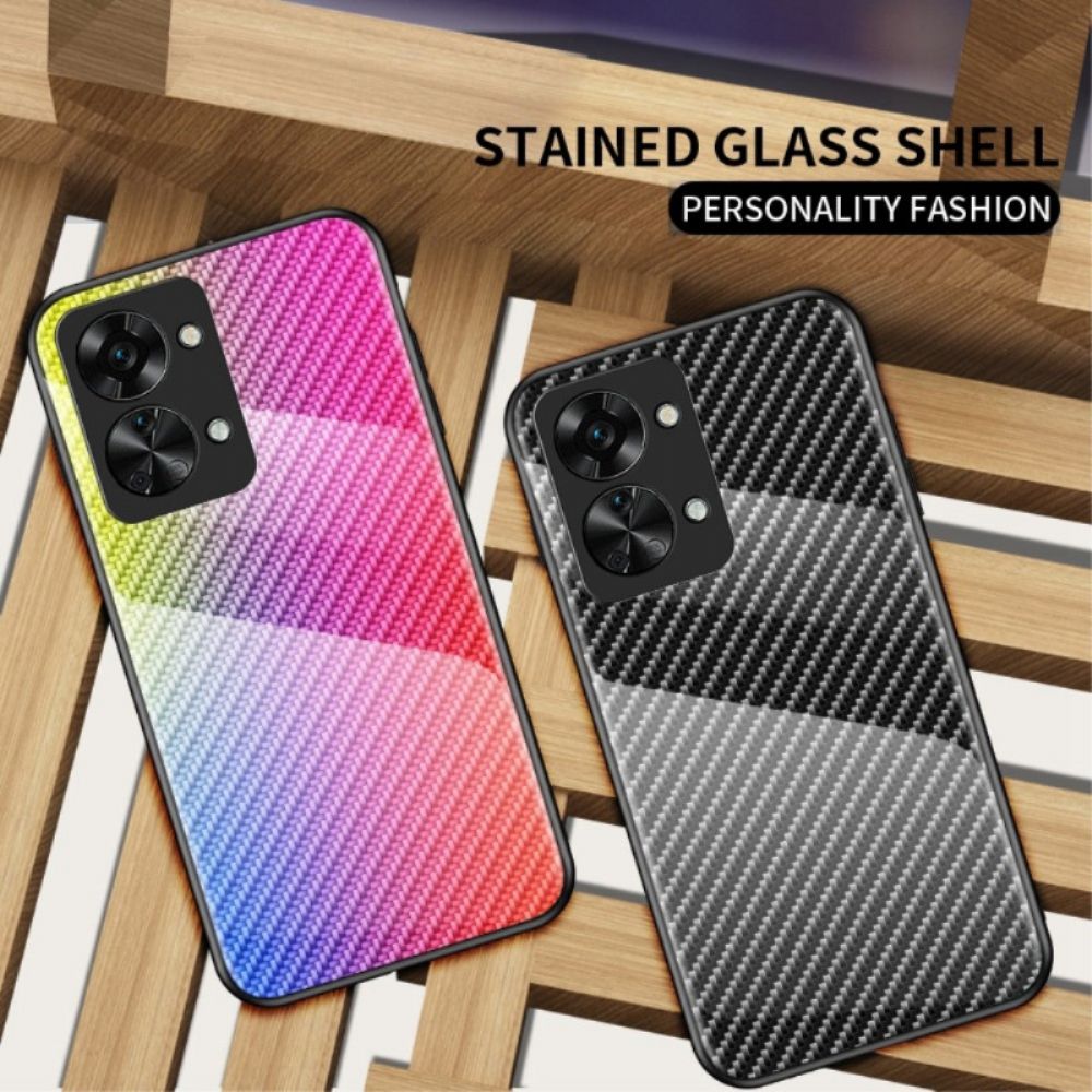 Hoesje voor OnePlus Nord 2T 5G Gehard Glas Van Koolstofvezel