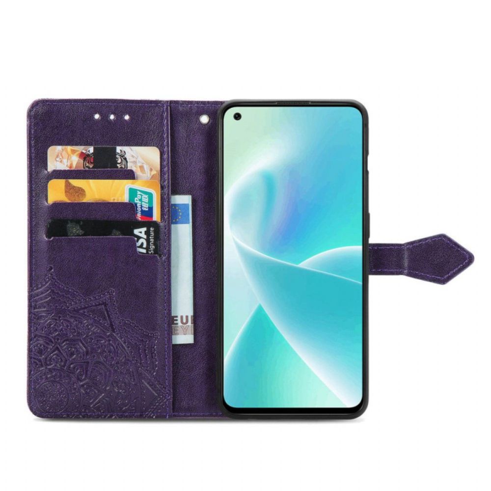 Leren Hoesje voor OnePlus Nord 2T 5G Met Ketting Mandala Band Kaarthouder