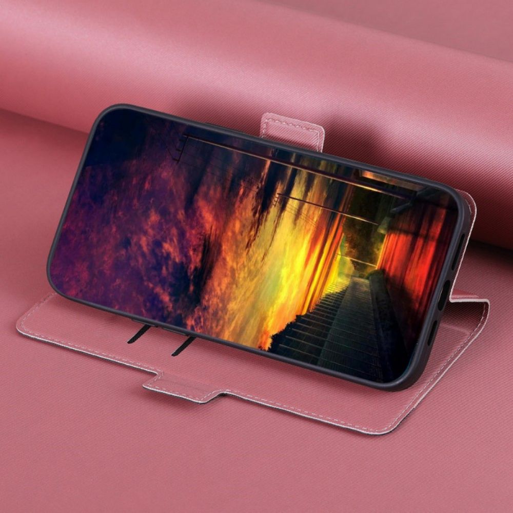 Leren Hoesje voor OnePlus Nord 2T 5G Tweekleurige Lederen Stijl