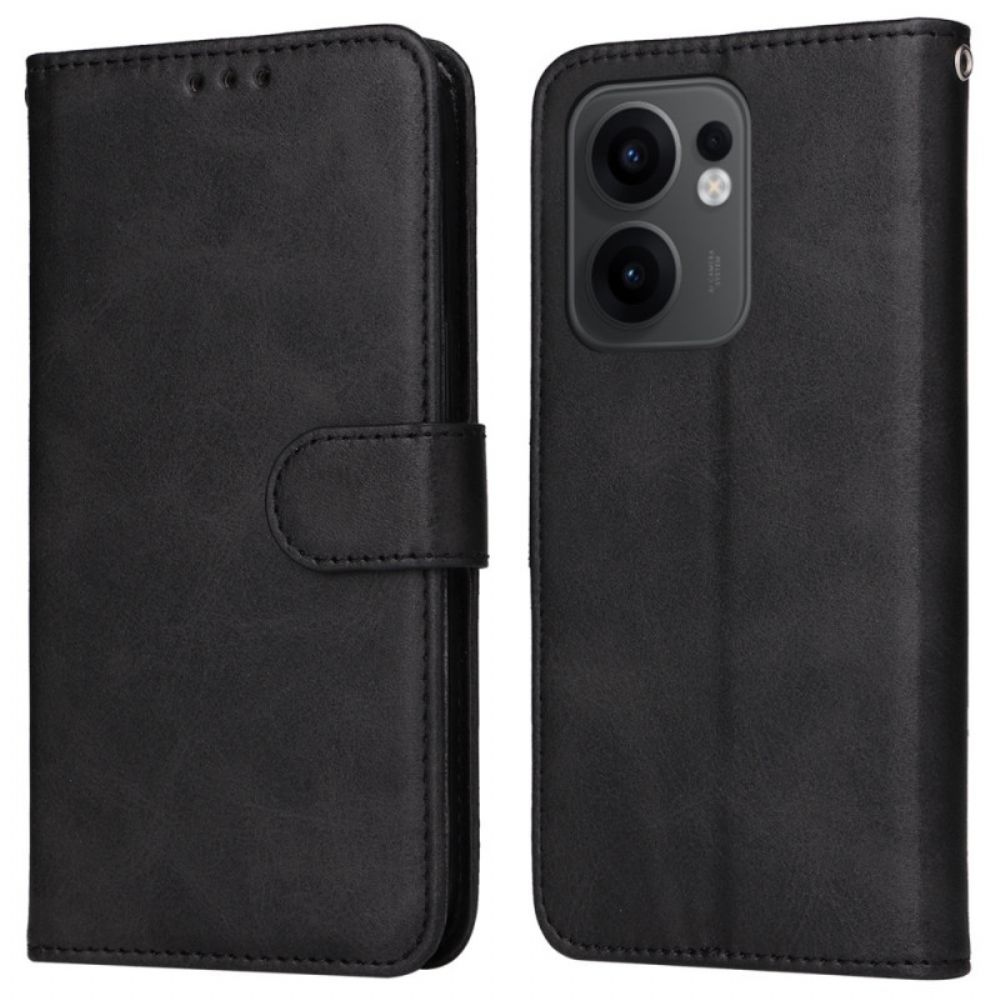 Bescherming Hoesje Oppo Reno 13f 4g / 5g / 13 Fs 5g Effen Kunstleer Met Bandje