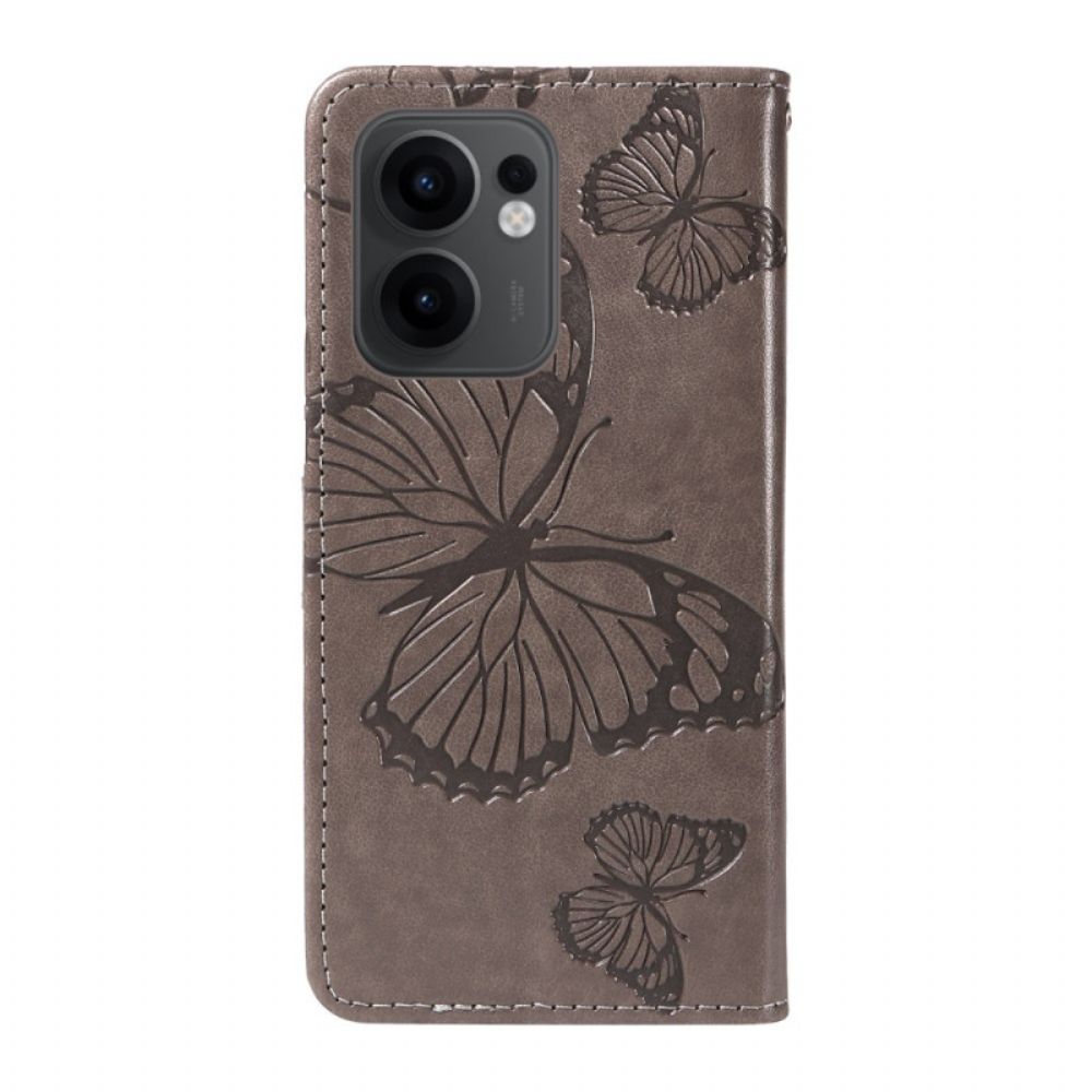 Leren Hoesje Oppo Reno 13f 4g / 5g / 13 Fs 5g Reuzenvlinders Bescherming Hoesje