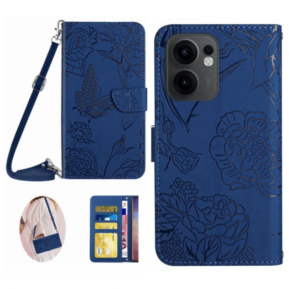 Leren Hoesje Oppo Reno 13f 4g / 5g / 13 Fs 5g Schoudertas Met Vlinderprint