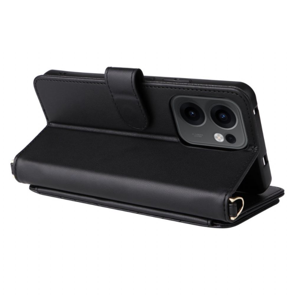 Leren Hoesje Voor Oppo Reno 13f 4g / 5g / 13 Fs 5g Premium Retro Schouderband En Koord