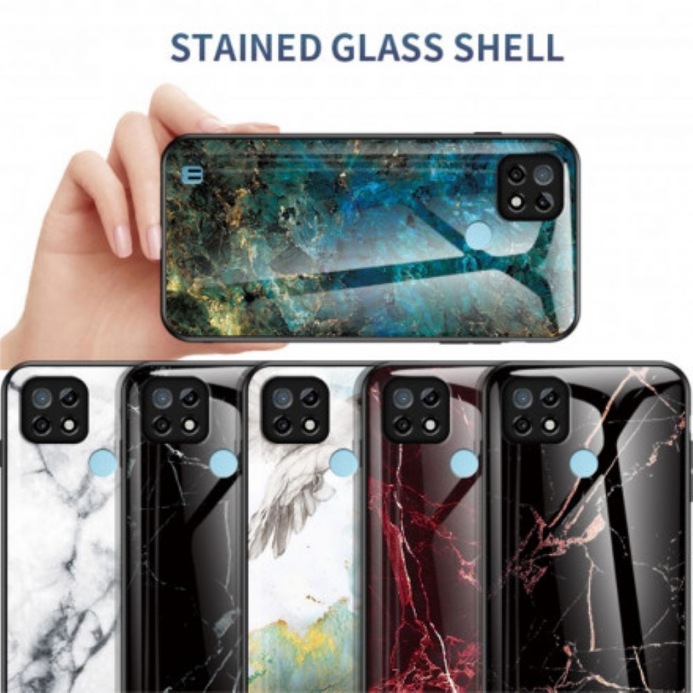Hoesje voor Realme C21 Marmer Kleuren Gehard Glas