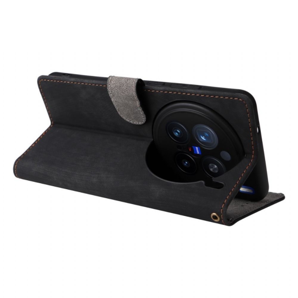 Folio-hoesje Vivo X200 Pro Telefoonhoesje Suède-effect Band