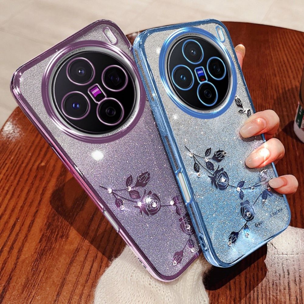 Hoesje Vivo X200 Pro Bloem- En Strass-standaard Kadem Bescherming Hoesje