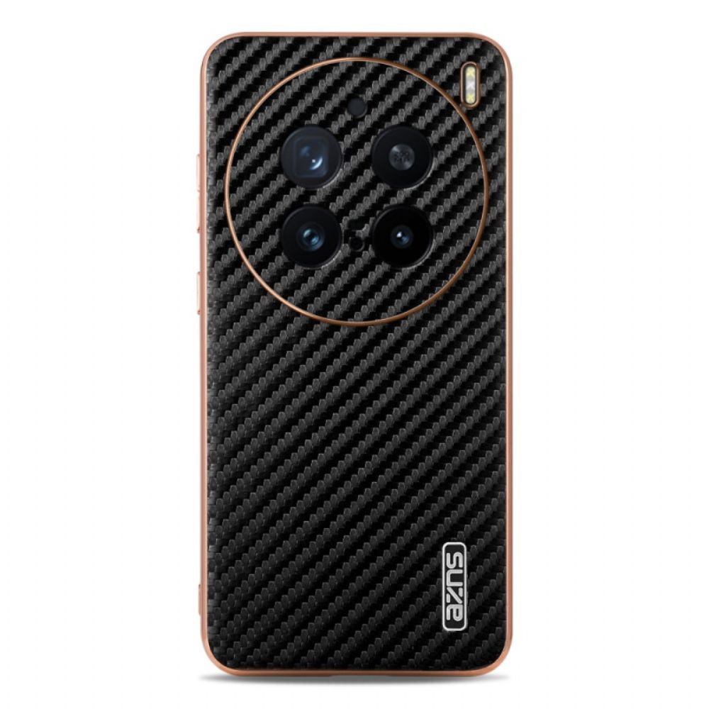 Hoesje Vivo X200 Pro Portemonnee Met Ritssluiting Van Koolstofvezel