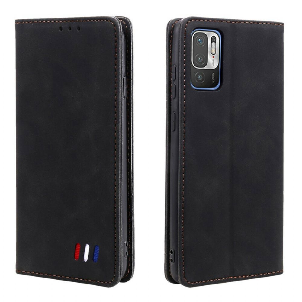 Bescherming Hoesje voor Xiaomi Redmi Note 10 5G / Poco M3 Pro 5G Folio-hoesje Driekleurige Lederen Stijl