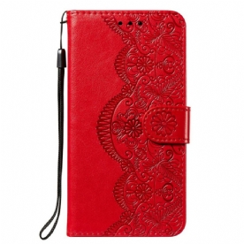 Folio-hoesje voor Xiaomi Redmi Note 10 5G / Poco M3 Pro 5G Bloemborduurwerk