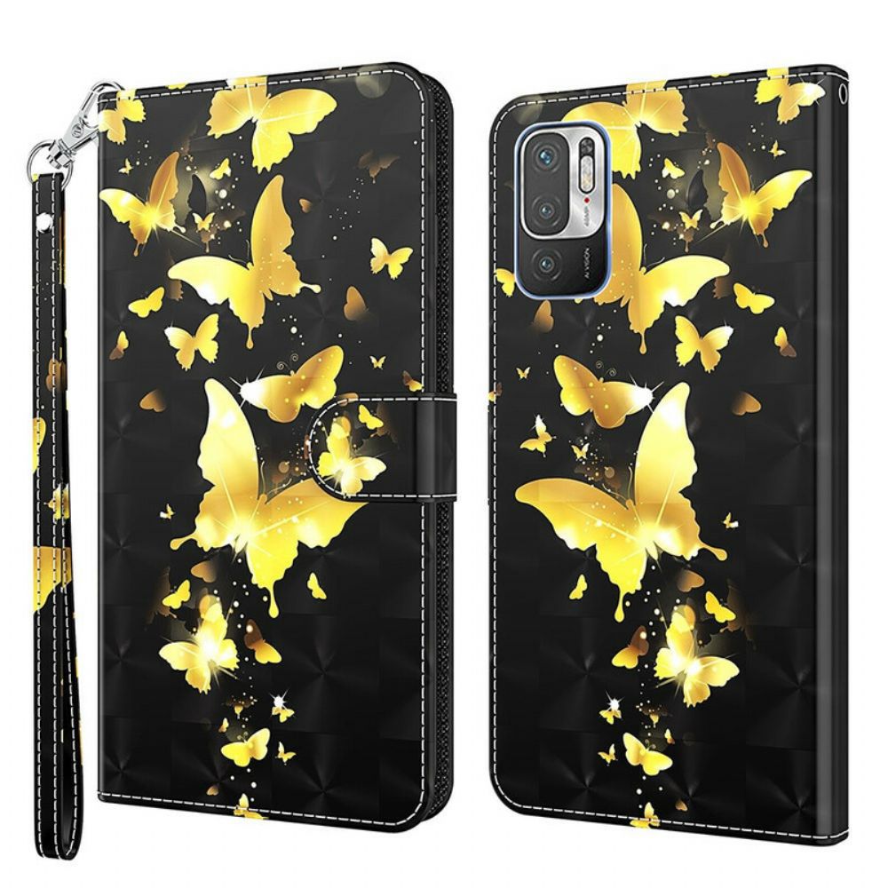 Folio-hoesje voor Xiaomi Redmi Note 10 5G / Poco M3 Pro 5G Gele Vlinders